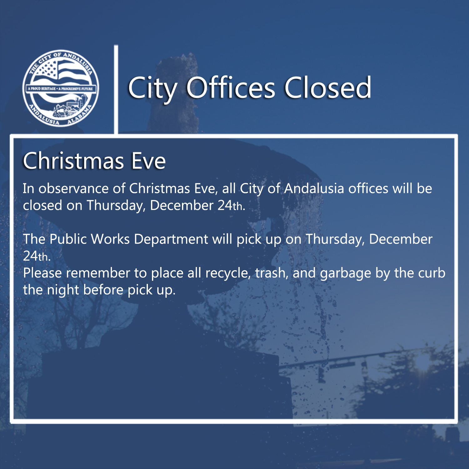 Facebook City Offices Closed Dec 24th