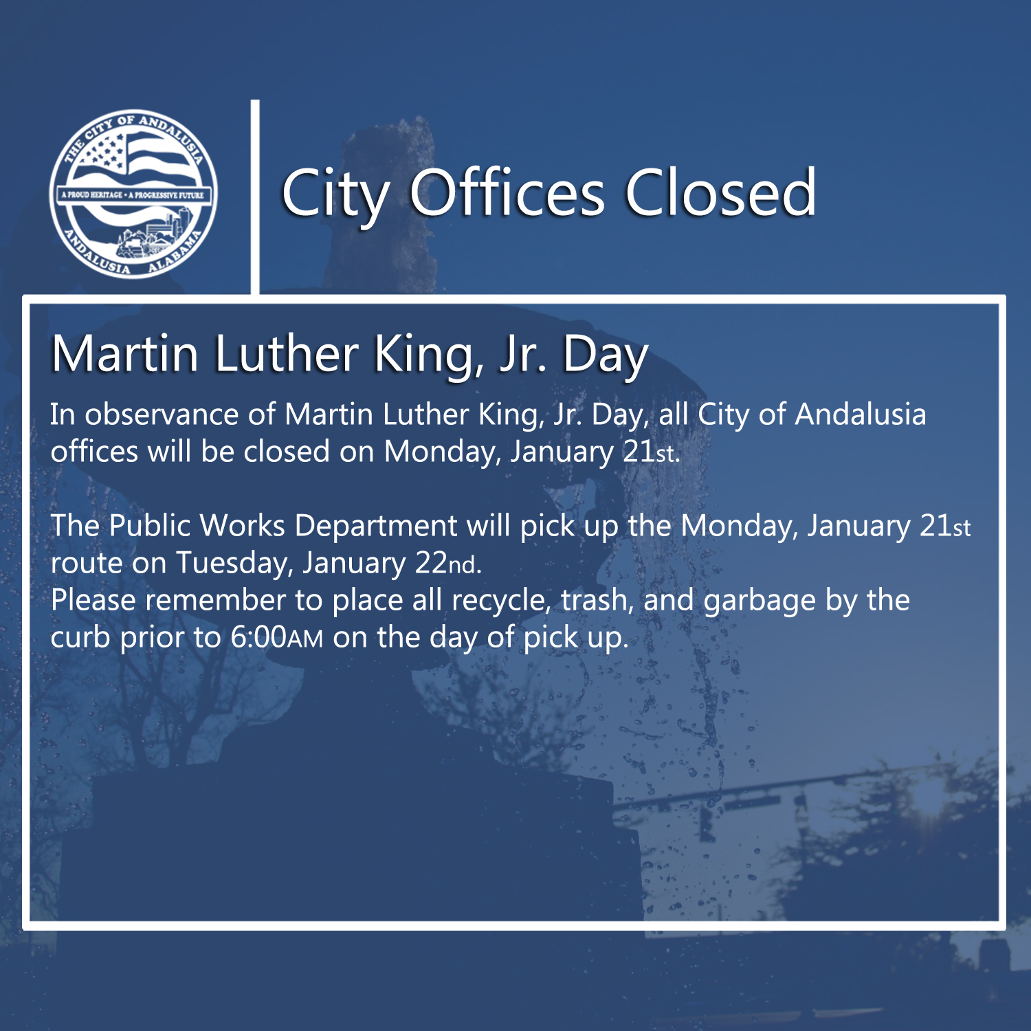 Facebook City Offices Closed Martin Luther King